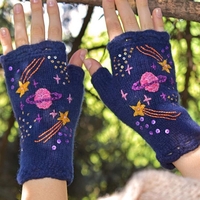 Noracora Blue Gloves Casual Winter Polyester Gloves