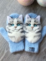 Noracora Blue Gloves Winter Casual Polyester Gloves