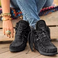 Noracora Boots Flat Heel Casual Black Boots