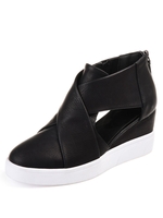 Noracora Boots Hollow-Out Wedges Deep Pink Round Toe Wedge Heel Boots