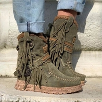 Noracora Boots Light Blue Tassel Boho Boots