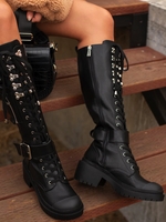 Noracora Boots Low Heel Black Closed Toe Vintage Boots