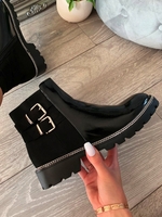 Noracora Boots Motorcycle Boots Black Closed Toe Flat Heel Boots