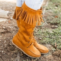 Noracora Boots Tassel Closed Toe Brown Boots