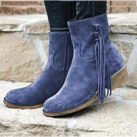 Noracora Boots Tassel Purple Closed Toe Boots
