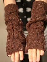 Noracora Coffee Gloves Winter Vintage Polyester Gloves
