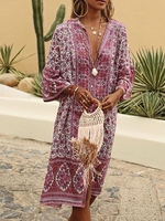 noracora DRESSES Summer Bohemian Style V Neck Sexy Printed Dress