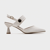 Noracora Flats Pointed Toe Button Sexy White Flats