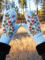 Noracora Light Blue Gloves Vintage Polyester Fall Gloves