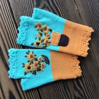 Noracora Light Blue Gloves Winter Vintage Polyester Gloves