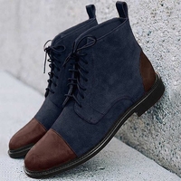 Noracora Men-Boots Closed Toe Flat Heel Brown Casual Men-Boots