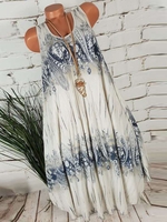 noracora Party Dresses 1 Casual Dresses Holiday Swing Round Neck Sleeveless Casual Printed Dresses