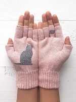 Noracora Pink Gloves Fall Polyester Vintage Gloves