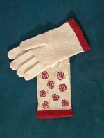 Noracora Plain Beige Gloves Vintage Winter Polyester Gloves