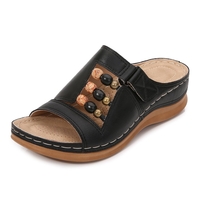 Noracora Sandals Black Vintage Round Toe Sandals