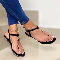 Noracora Sandals Casual Round Toe Flat Heel Black Sandals
