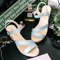 Noracora Sandals Casual Wedge Heel Peep Toe White Sandals