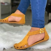 Noracora Sandals Closed Toe Yellow Casual Flat Heel Sandals