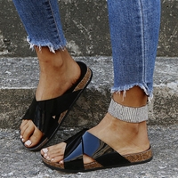 Noracora Sandals Multicolors Color Block Flat Heel Open Toe Casual Sandals