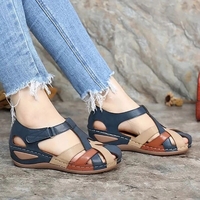 Noracora Sandals Red Low Heel Simple Color Block Sandals
