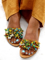 Noracora Sandals Yellow Flat Heel Casual Sandals