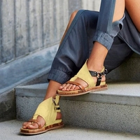 Noracora Shoes Open Toe Yellow Flat Heel Shoes