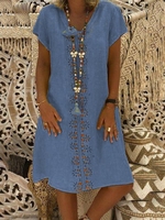 noracora Summer Dresses 1 Casual Dresses Daytime V Neck Short Sleeve Casual Floral-Print Dresses