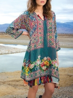 noracora Summer Dresses 1 Casual Dresses Holiday Shift V Neck 3/4 Sleeve Boho Dresses