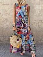 Noracora Sundress 1 Floral Dresses Daily Crew Neck Vintage Sleeveless Dresses