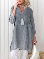 noracora V-Neck Gray Khaki Green White Women Tops Polyester V-Neck Casual Pockets Daytime Tops