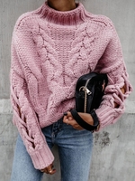 Nudepink Cotton Solid Knitted Simple Sweaters - Noracora