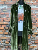 Olive Green Long Sleeve Shirt Collar Coat