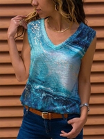 Ombre/tie-Dye Casual Floral-Print Sleeveless Tanks & Camis - Noracora