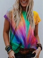 Ombre/tie-Dye Casual T-Shirts - Noracora