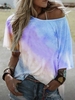 Ombre/tie-Dye Short Sleeve Blouses&shirts - Noracora