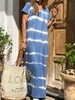 Ombre/tie-Dye V-Neck Short Sleeve Casual Dresses - Noracora