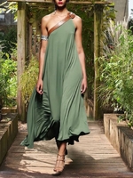 One Shoulder Solid Vintage Maxi