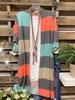 Orange Casual Color-Block Cardigans - Noracora
