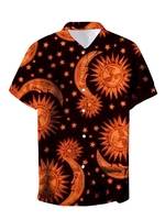 Orange Casual Shirt Collar Printed Men-Shirts - Noracora