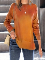 Orange Casual Solid Knitted Sweaters