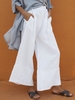 Paneled Casual Solid Linen & Cotton Bottoms