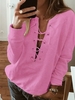 Paneled Casual Solid Long Sleeve Blouse & Shirts