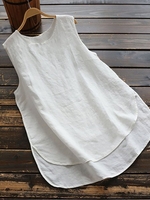 Paneled Sleeveless Crew Neck Causal Tops