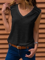 Paneled V Neck Sleeveless Tanks & Camis