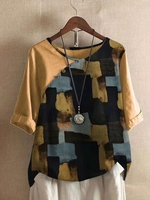 Patchwork Half Sleeve T-Shirts - Noracora