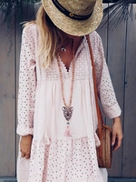 Patchwork Long Sleeve Causal Dresses