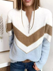 Patchwork Long Sleeve Tops - Noracora