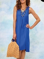 Patchwork Regular Fit Elegant Polyester Fibre Midi