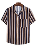 Photo Color Printed Stripes Elegant Men-Tops >>Men-Shirts