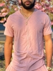 Pink Casual Cotton Solid Men-T-Shirts - Noracora